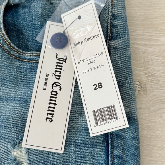 NEW Juicy Couture Melrose High Rise Light Wash Blue Lace-Up Jeans Size 28 - Picture 15 of 16